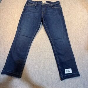 Current/Elliott Nordstrom Exclusive Straight Leg Jeans Dark Wash Raw Hem 29-0